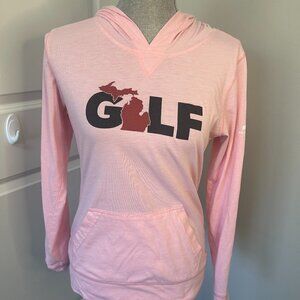 Women's Pink "Golf" Michigan Long Sleeve Hoodie T-shirt Size M EUC